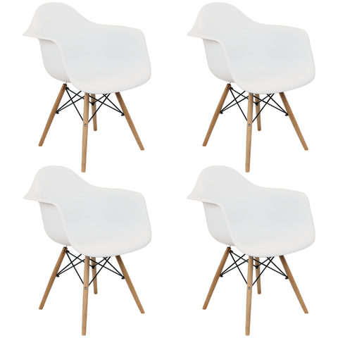 Kit 4 Cadeiras Charles Eames Eiffel com Braço Preta Branca Bege Outras Branco