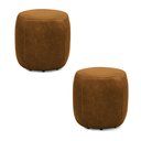 Ver imagem 1 de Kit 2 Puffs Decorativos Yuri Sala de Estar Couro Caramelo Manchado G88 - Gran Belo