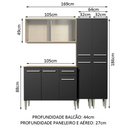 Ver imagem 4 de Armário de Cozinha Completa 169cm Rustic/Preto Emilly Fly Madesa 05