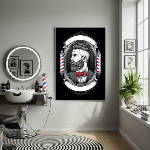 Quadro Decorativo Homem de Barbearia 70x50cm Mold Branca