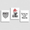 Ver imagem 1 de Kit 3 Quadros Decorativos São Jorge 33x24cm - com vidro:Madeira branca