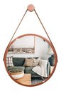 Ver imagem 2 de Espelho Redondo Adnet 40cm Suspenso Moderno Luxo - Cobre Alça Caramelo