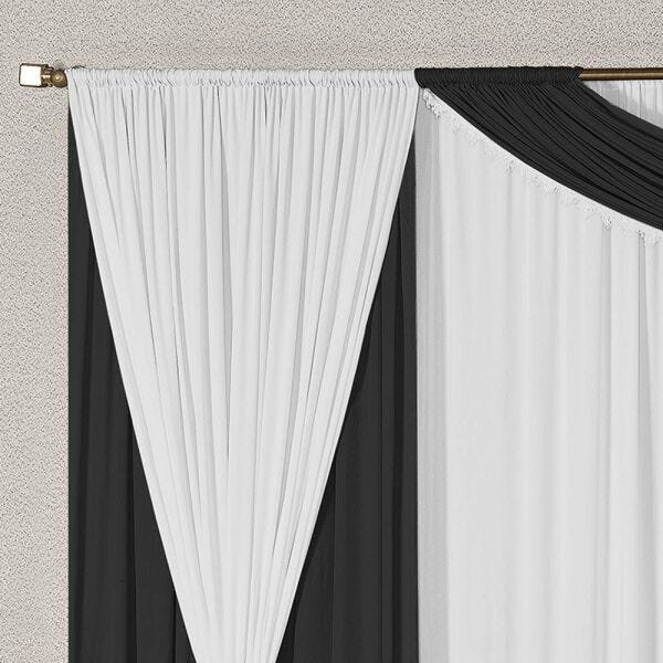 Cortina Blackout Pvc Com Tecido Voil Xadrez 2,80 M X 2,30 M - Preto - GRAN  MORATTA