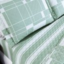 Ver imagem 2 de Kit Cobre Leito Colcha Belle Casal Padrão Estampado Dupla Face 400 Fios 3 Peças Quadriculado Verde