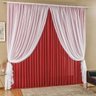 Cortina para Varão Simples Seda Amassada Voil Renascence 2 Metros - Vermelho - 1