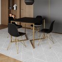 Ver imagem 1 de Mesa Jantar Industrial Quadrada 90cm Preta Base V com 4 Cadeiras Eames Eiffel Pretas Base Dourada