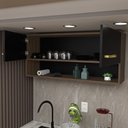 Ver imagem 2 de Armário Aéreo Cozinha Compacta 15mm Modulado - Nogal/preto