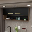 Ver imagem 1 de Armário Aéreo Cozinha Compacta 15mm Modulado - Nogal/preto