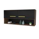 Ver imagem 4 de Armário Aéreo Cozinha Compacta 15mm Modulado - Nogal/preto