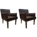 Ver imagem 1 de Kit 2 Poltronas Decorativa Vitória Couro Marrom Pés Madeira Ms Decor