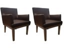 Ver imagem 1 de Kit 2 Poltronas Decorativa Vitória Couro Marrom Pés Madeira Ms Decor
