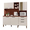 Ver imagem 1 de Armário de Cozinha Compacta 6 Portas e 3 Gavetas 182 Cm Megan Nogueira-off White - Pallazio