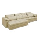 Ver imagem 5 de Sofá Retrátil Manual Sala de Estar Nolan Bipartido 414cm Conforto Premium em Couro Bege G58 - Gran B