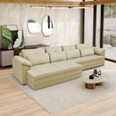 Ver imagem 1 de Sofá Retrátil Manual Sala de Estar Nolan Bipartido 414cm Conforto Premium em Couro Bege G58 - Gran B