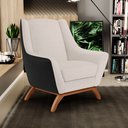 Ver imagem 2 de Poltrona Decorativa Base em Madeira Juliet D02 Corano Preto C-05 Linho Cru C-443 - Lyam Decor