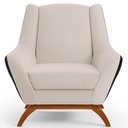 Ver imagem 3 de Poltrona Decorativa Base em Madeira Juliet D02 Corano Preto C-05 Linho Cru C-443 - Lyam Decor