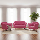 Ver imagem 2 de Kit Namoradeira + 2 Poltronas Decorativa Dália Veludo Rosa