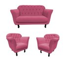 Ver imagem 3 de Kit Namoradeira + 2 Poltronas Decorativa Dália Veludo Rosa