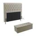 Ver imagem 1 de Kit Cabeceira Estofada Decorativa Cama Box Bellatrix 140 Casal e Calçadeira Sagitarius Couro Artific