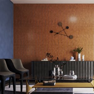 Painel Ripado Modular 10mx10cm (1m²) Bronze Autocolante Linha Urban meu rodapé
