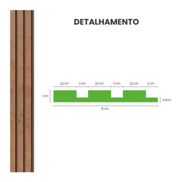 Painel Ripado Modular 10mx10cm (1m²) Bronze Autocolante Linha Urban meu rodapé - 5