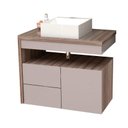 Ver imagem 1 de Gabinete Para Banheiro IAM 100% Mdf com Tampo de Vidro Sem Puxadores Externos 2 Gavetas Com Corrediç