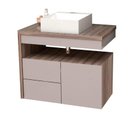 Ver imagem 1 de Gabinete Para Banheiro IAM 100% Mdf com Tampo de Vidro Sem Puxadores Externos 2 Gavetas Com Corrediç