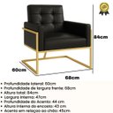 Ver imagem 2 de Poltrona Decorativa Base de Ferro Dourada Corino para Escritório Luxo - Moblan Decor