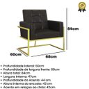Ver imagem 3 de Poltrona Tecido Corano para Recepção Sala de Espera Clinica Base de Ferro Dourada Suporta 150kg
