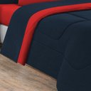 Ver imagem 4 de Kit Edredom + Jogo de Lençol Malha 100% Algodão Gran Moratta 7 Peças King - Azul Marinho-vermelho