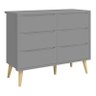Jogo de Quarto Infantil Theo Cômoda 6 Gavetas e Berço Cinza Fosco com Pés Madeira Natural - Reller M - 2