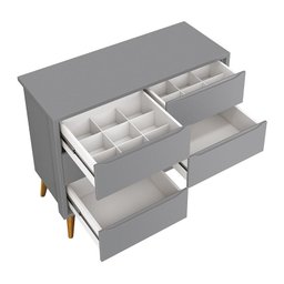 Jogo de Quarto Infantil Theo Cômoda 6 Gavetas e Berço Cinza Fosco com Pés Madeira Natural - Reller M - 3 Jogo de Quarto Infantil Theo Cômoda 6 Gavetas e Berço Cinza Fosco com Pés Madeira Natural - Reller M - 3