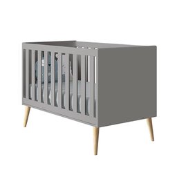 Jogo de Quarto Infantil Theo Cômoda 6 Gavetas e Berço Cinza Fosco com Pés Madeira Natural - Reller M - 4 Jogo de Quarto Infantil Theo Cômoda 6 Gavetas e Berço Cinza Fosco com Pés Madeira Natural - Reller M - 4