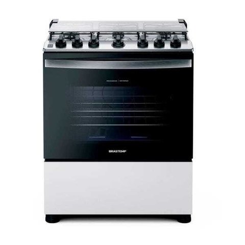 Fogão Brastemp 6 Bocas Branco com Botões Removíveis e Exclusivo Aro Protetor - Bfs6ncb