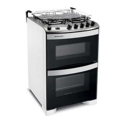 Fogão Brastemp 4 Bocas Duplo Forno Branco com Botões Removíveis - Bfd4Nab - 2 Fogão Brastemp 4 Bocas Duplo Forno Branco com Botões Removíveis - Bfd4Nab - 2
