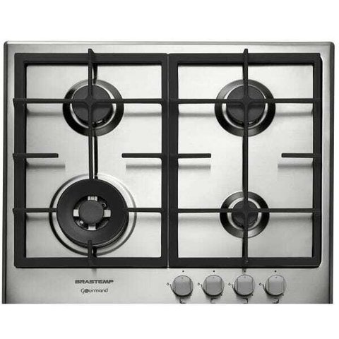 Cooktop 4 Bocas Brastemp Gourmand Inox com Duplachama e Trempe com Ferro Fundido - Bdk60Dr