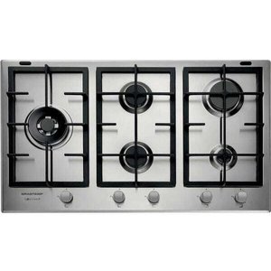 Cooktop 5 Bocas Brastemp Gourmand Inox com Duplachama e Trempe com Ferro Fundido - Bdk90Dr