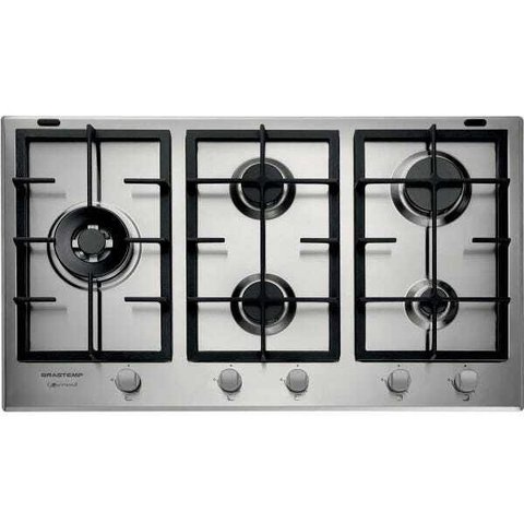 Cooktop 5 Bocas Brastemp Gourmand Inox com Duplachama e Trempe com Ferro Fundido - Bdk90Dr