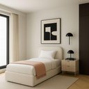 Ver imagem 1 de Cama Solteiro Cabeceira Estofada Estrutura MDF-MDP Linho Off White Jasper Móveis