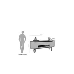 Rack com Painel para Sala ou Quarto e Tv de até 52" com 1 Gaveta e 2 Portas 1,35m Camaru com Cinza - 5