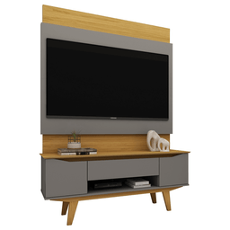 Rack com Painel para Sala ou Quarto e Tv de até 52" com 1 Gaveta e 2 Portas 1,35m Camaru com Cinza - 1