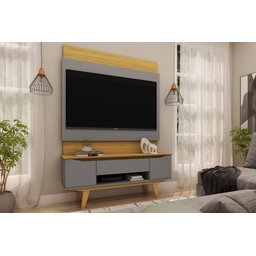 Rack com Painel para Sala ou Quarto e Tv de até 52" com 1 Gaveta e 2 Portas 1,35m Camaru com Cinza - 3