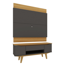Rack com Painel para Sala ou Quarto e Tv de até 52" com 1 Gaveta e 2 Portas 1,35m Camaru com Cinza - 4