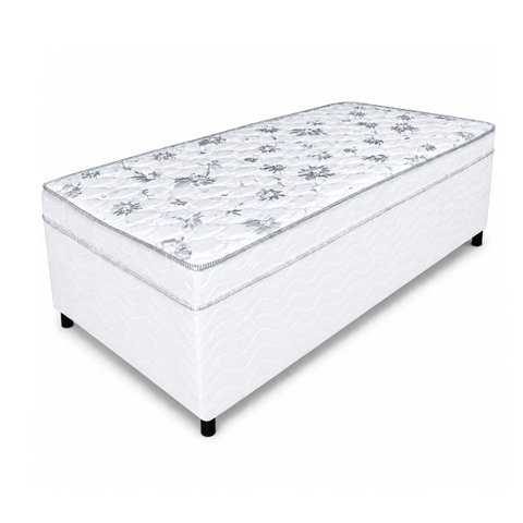 Cama Box Baú Conjugada Molas Solteiro King Poliester Branco ( 110kg - 96 x 203 x 56cm )