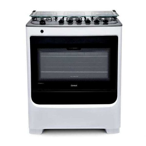 Fogão Consul 6 Bocas Branco com Botões Removíveis e Vidro Interno Vedado - Cfs6Nab