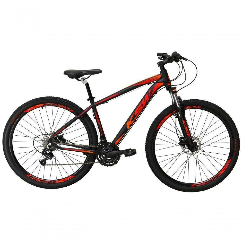 Bicicleta Aro 29 Ksw 2x9v Freio Hidráulico Trava K7 11-40 - 15" Preto-laranja e Vermelho - 1