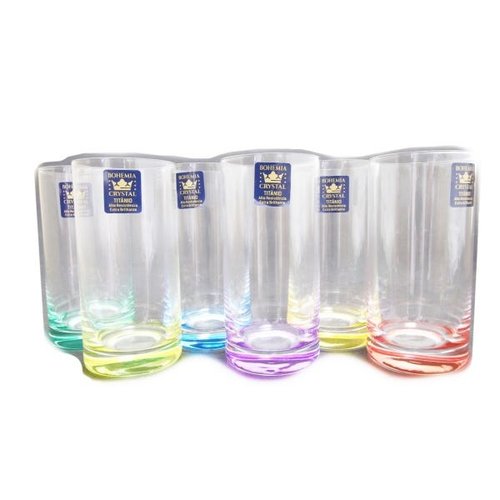 Jogo 6 Copos Cristal Alto Barware 350ml Colorido Bohemia