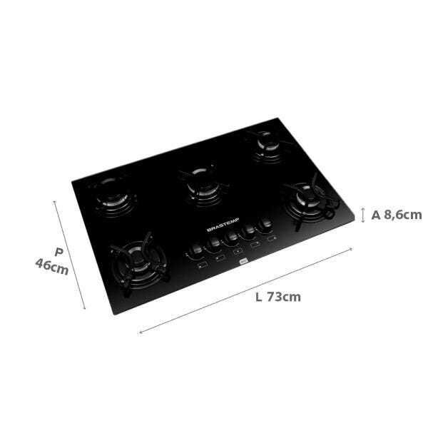 Cooktop 5 Bocas Brastemp com Grades Piatina e Acendimento Automático