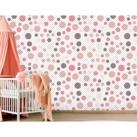 Papel de Parede Infantil - Círculos Rosas Arte Destaque 2 Metros