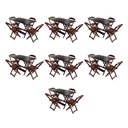 Ver imagem 1 de Kit 7 Jogos de Mesa Dobravel com 4 Cadeiras de Madeira 120x70 para Restaurante e Bar - Imbuia